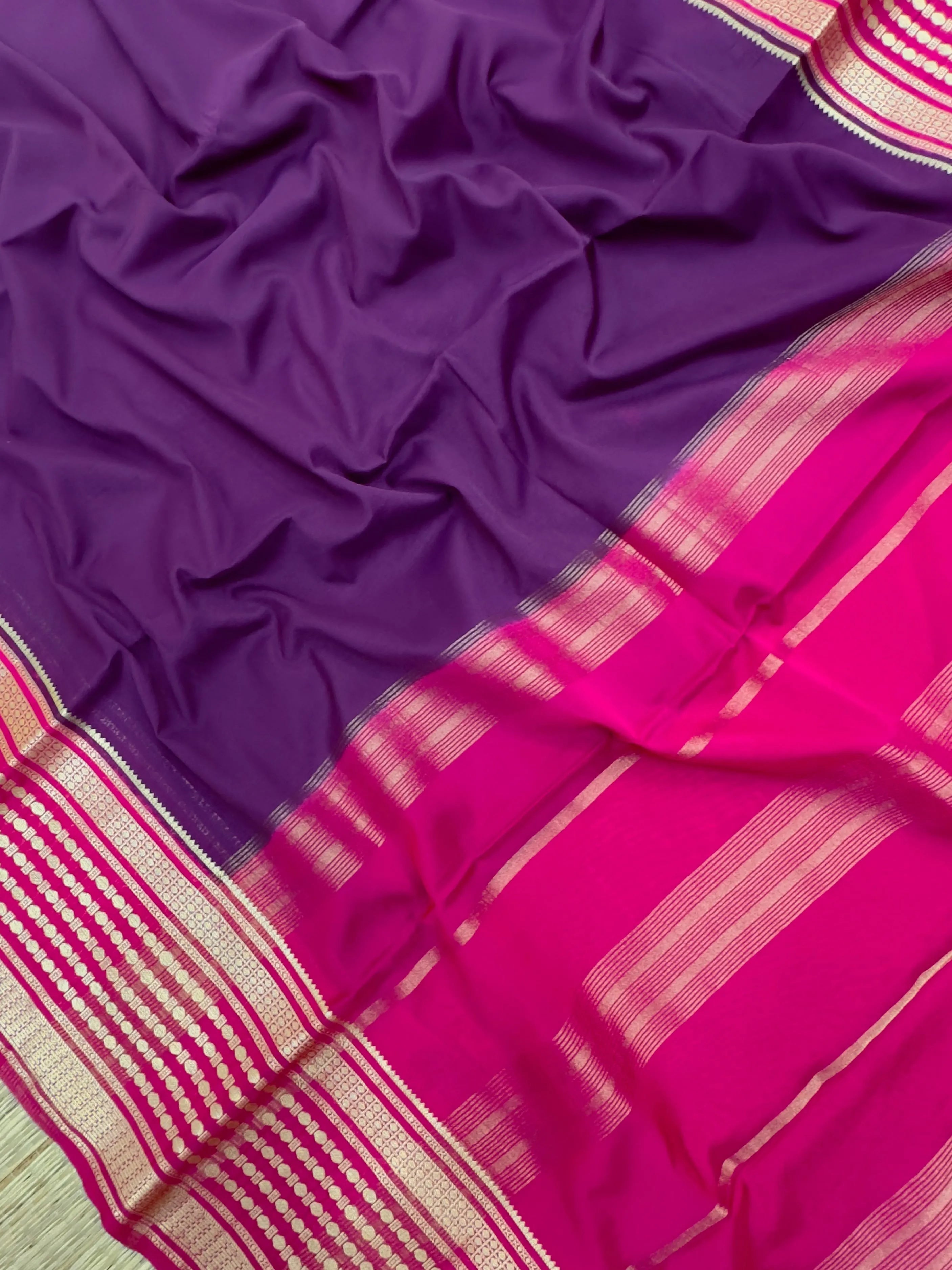 "Semi Mysore Silk Saree in a soft, breathable fabric with a smooth drape, perfect for daily wear. Subtle sheen and elegant design, ideal for both casual and formal occasions."