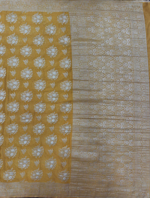 Semi Georgette Saree – Comfortable & Fashionable (Silver Meena) 