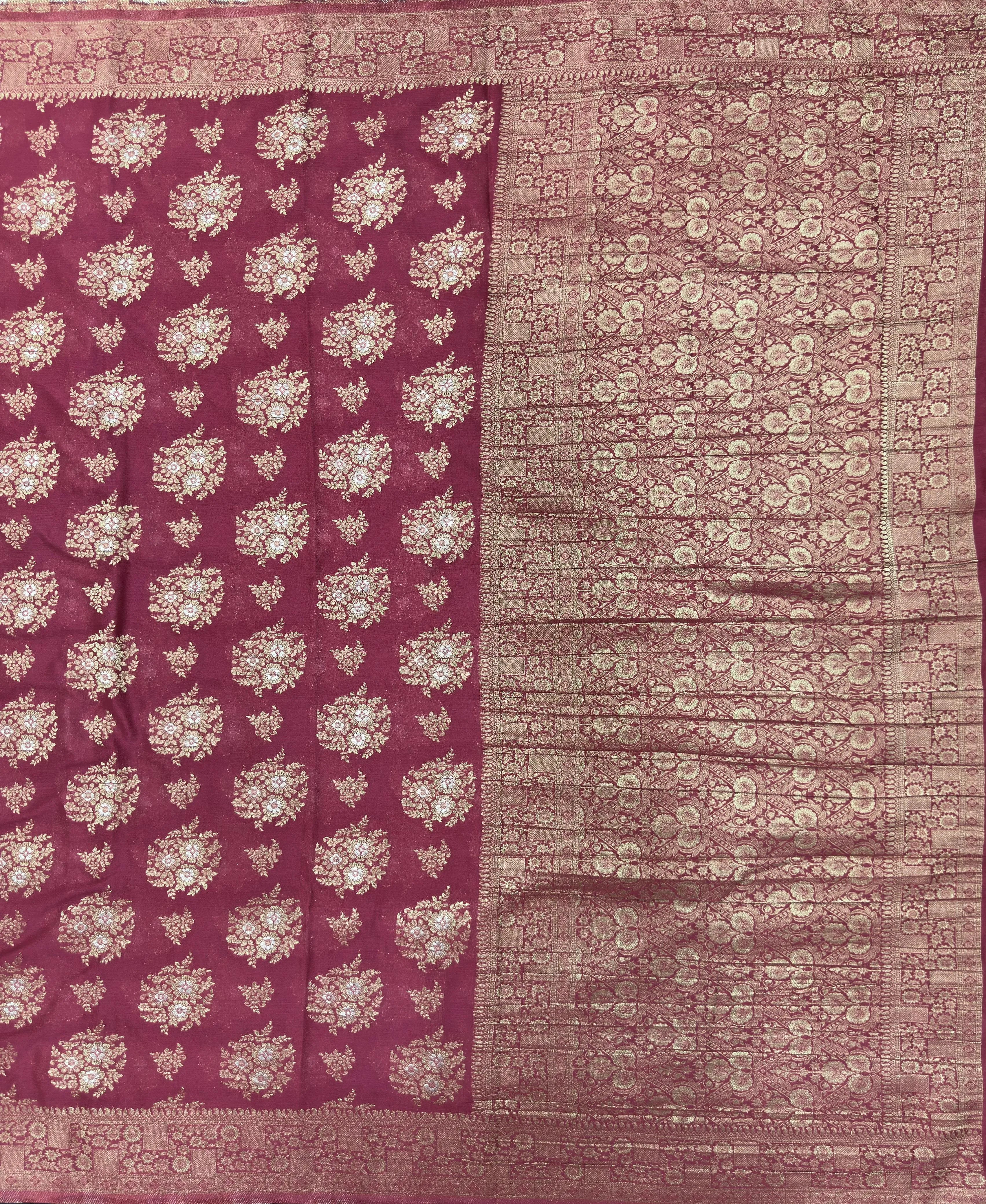 Semi Georgette Saree – Comfortable & Fashionable (Silver Meena) 