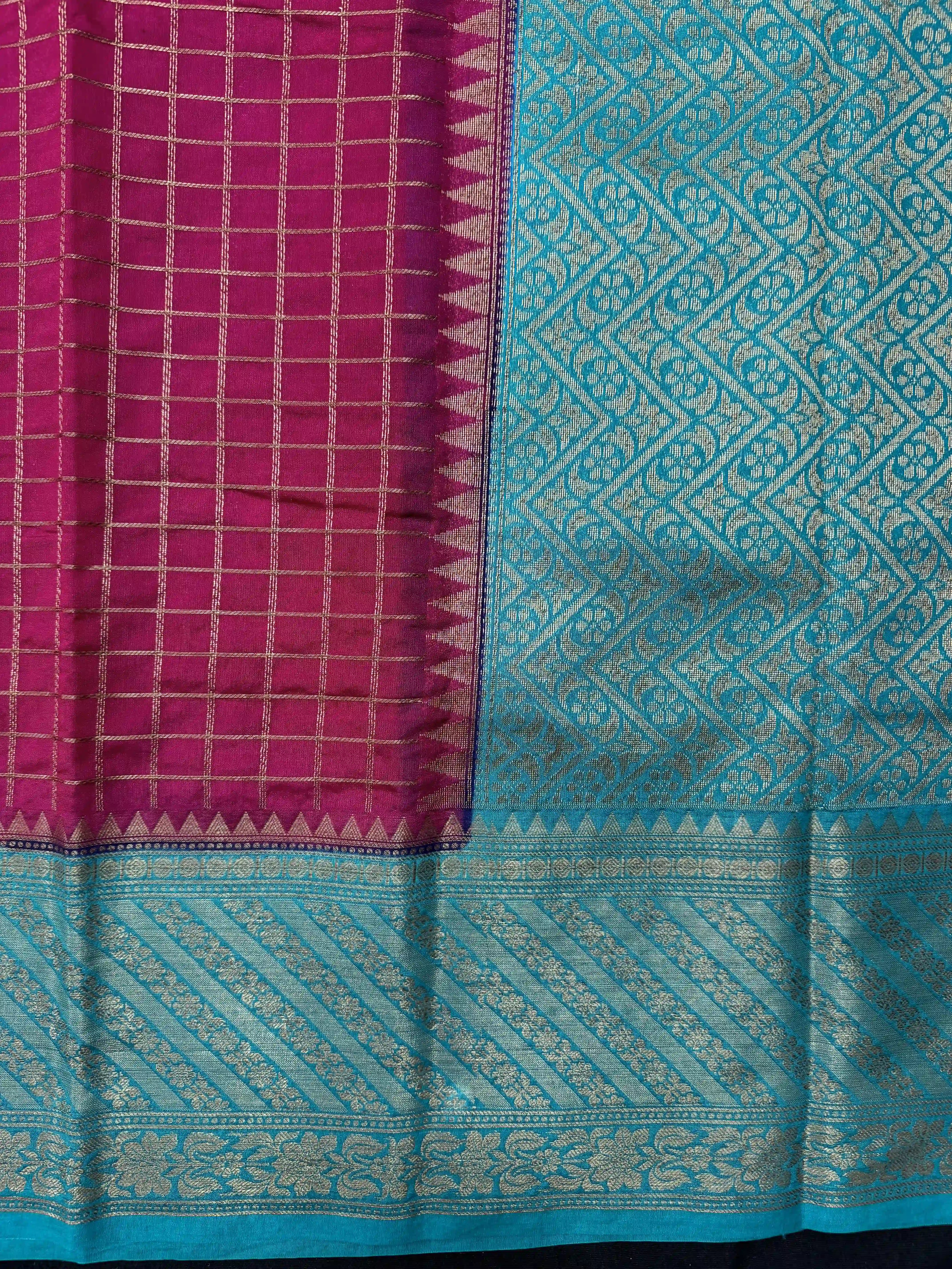 "Elegant Semi Katan Silk Saree with intricate traditional design, showcasing rich fabric texture and vibrant colors, perfect for festive and cultural occasions."