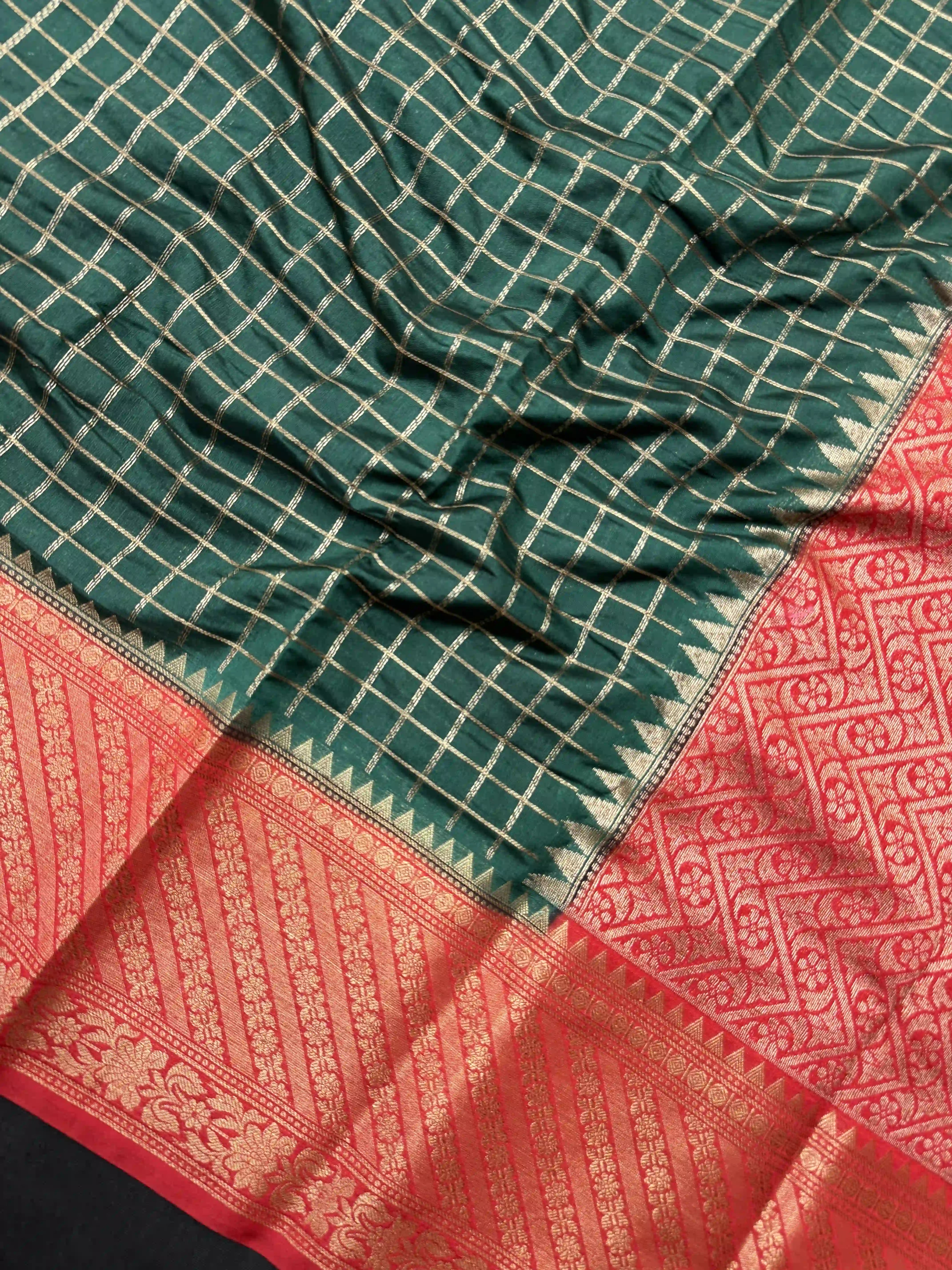 "Elegant Semi Katan Silk Saree with intricate traditional design, showcasing rich fabric texture and vibrant colors, perfect for festive and cultural occasions."