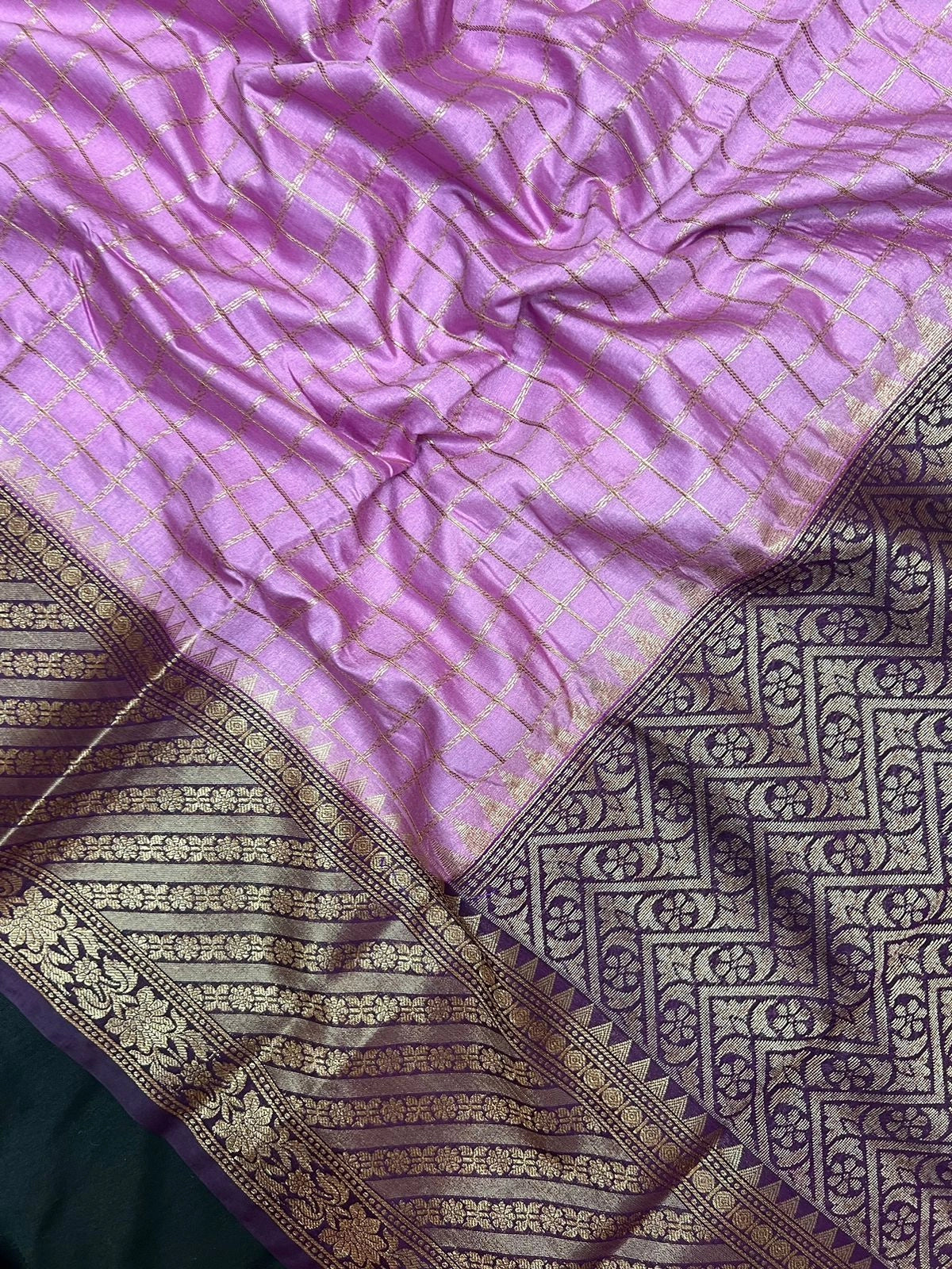 "Elegant Semi Katan Silk Saree with intricate traditional design, showcasing rich fabric texture and vibrant colors, perfect for festive and cultural occasions."