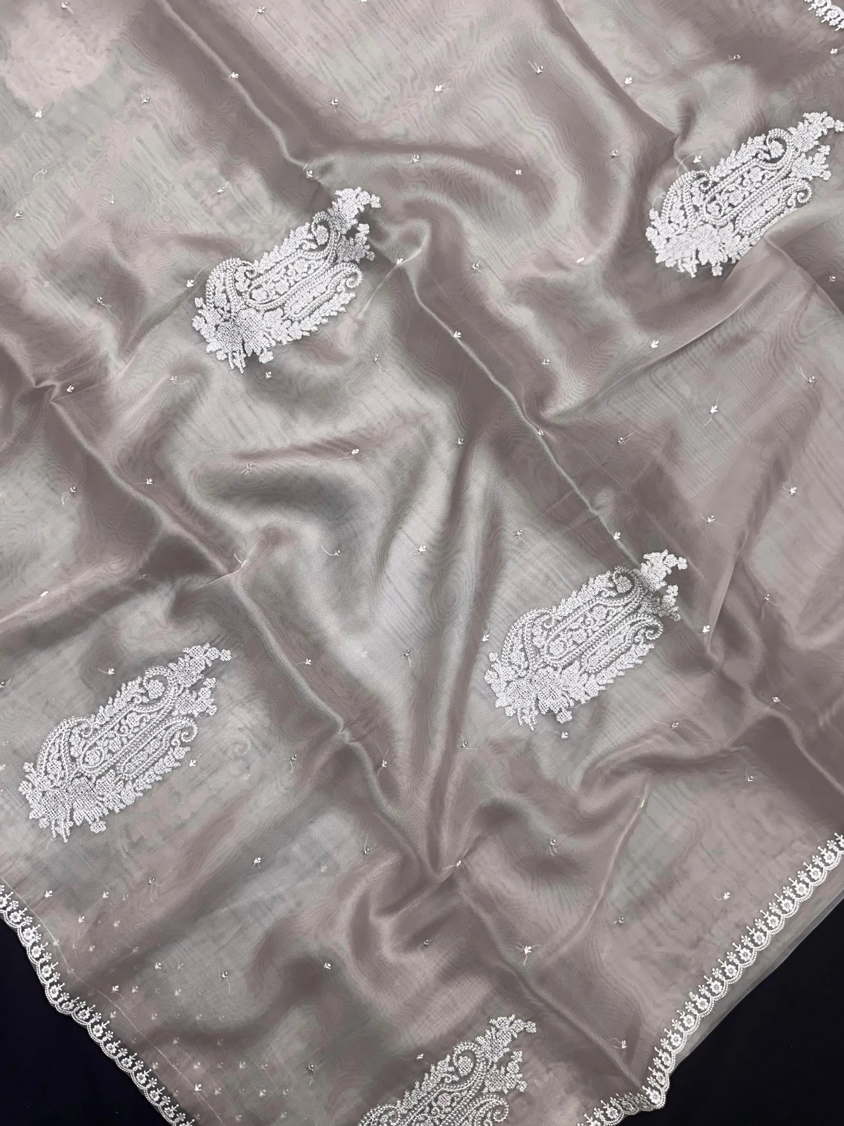 Soft Supernet Organza Saree With Embroidery Work 