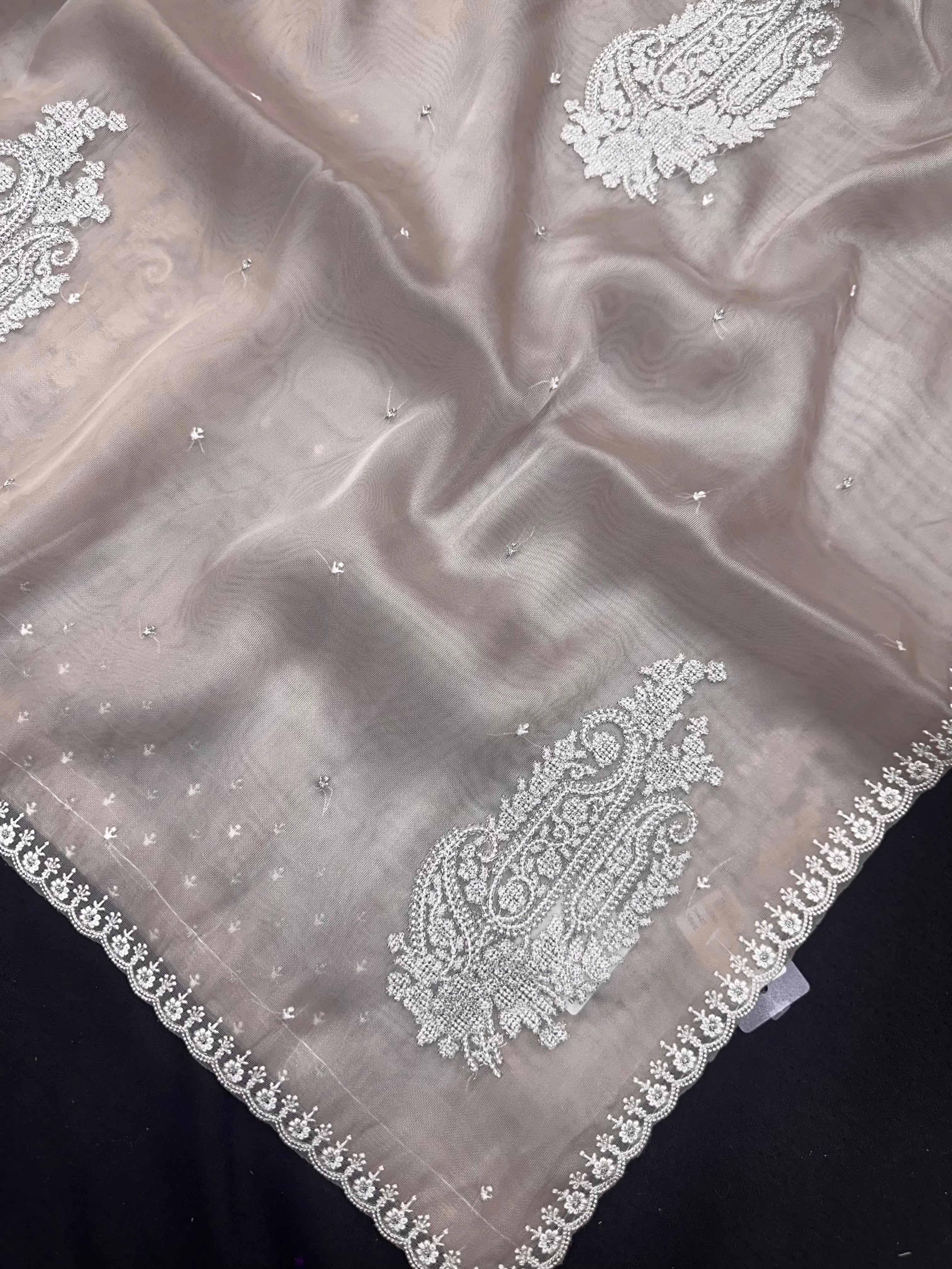 Soft Supernet Organza Saree With Embroidery Work 