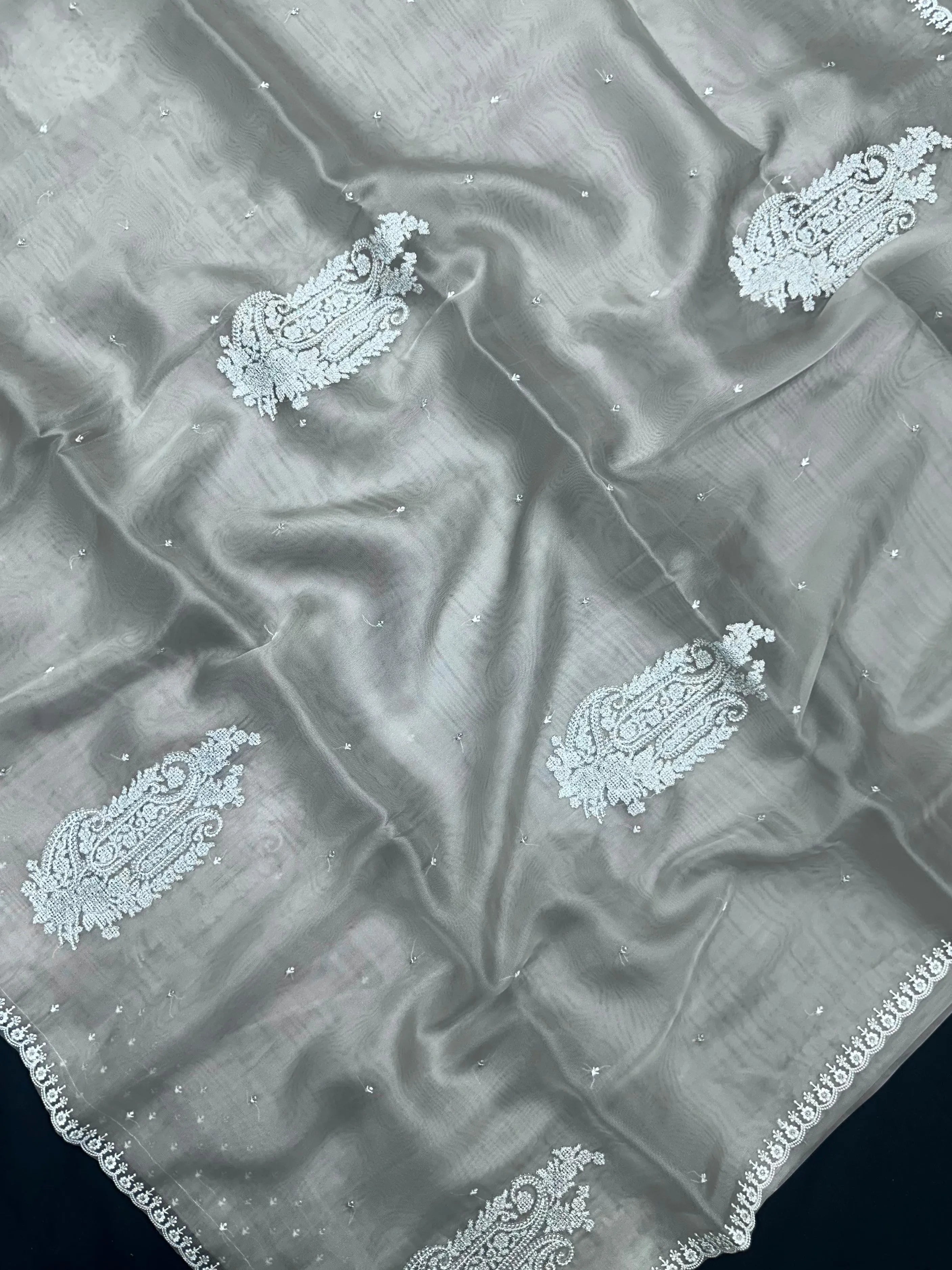 Soft Supernet Organza Saree With Embroidery Work 