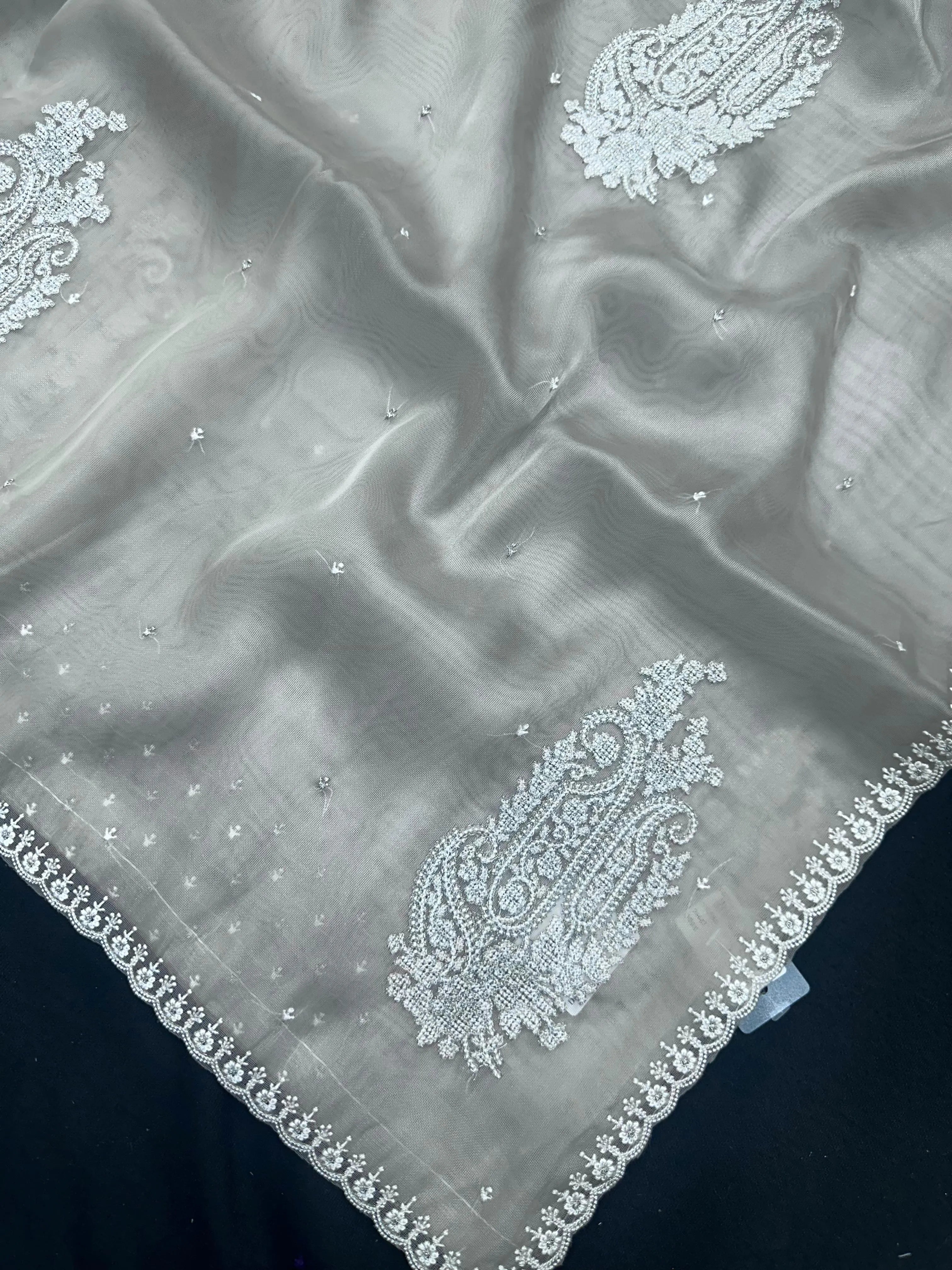 Soft Supernet Organza Saree With Embroidery Work 
