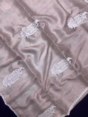Soft Supernet Organza Saree With Embroidery Work 