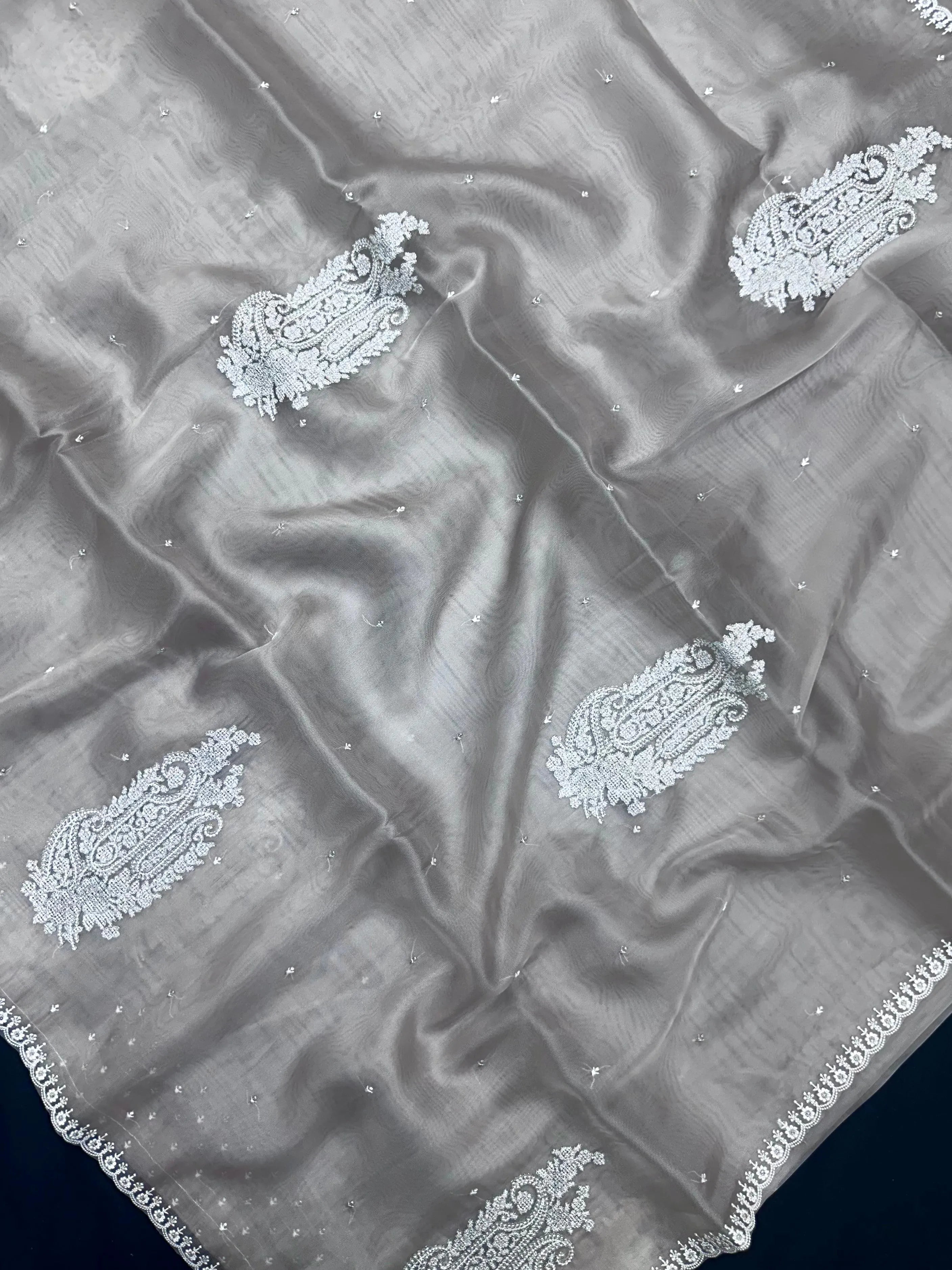 Soft Supernet Organza Saree With Embroidery Work 