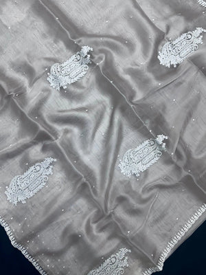 Soft Supernet Organza Saree With Embroidery Work 
