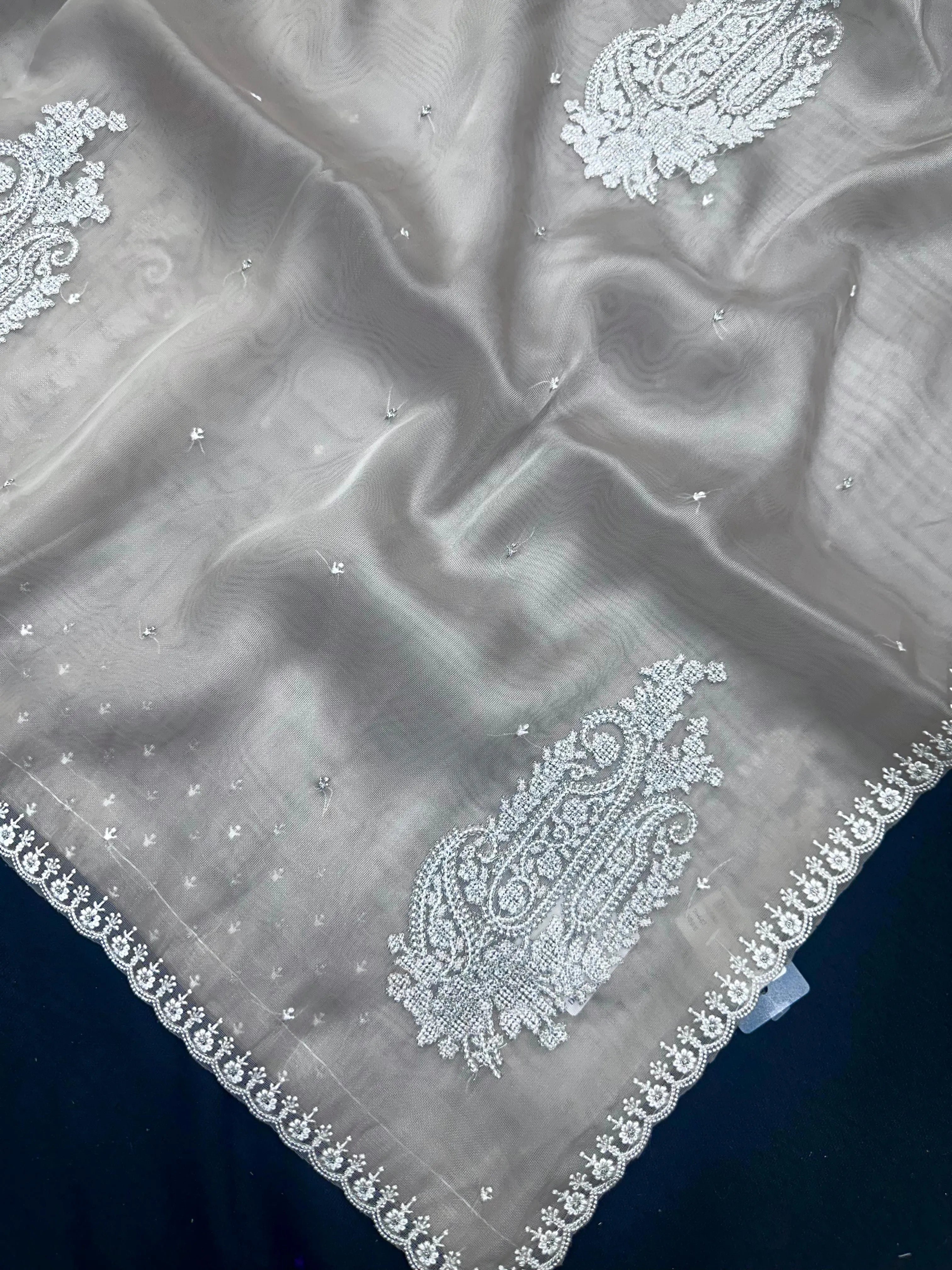 Soft Supernet Organza Saree With Embroidery Work 