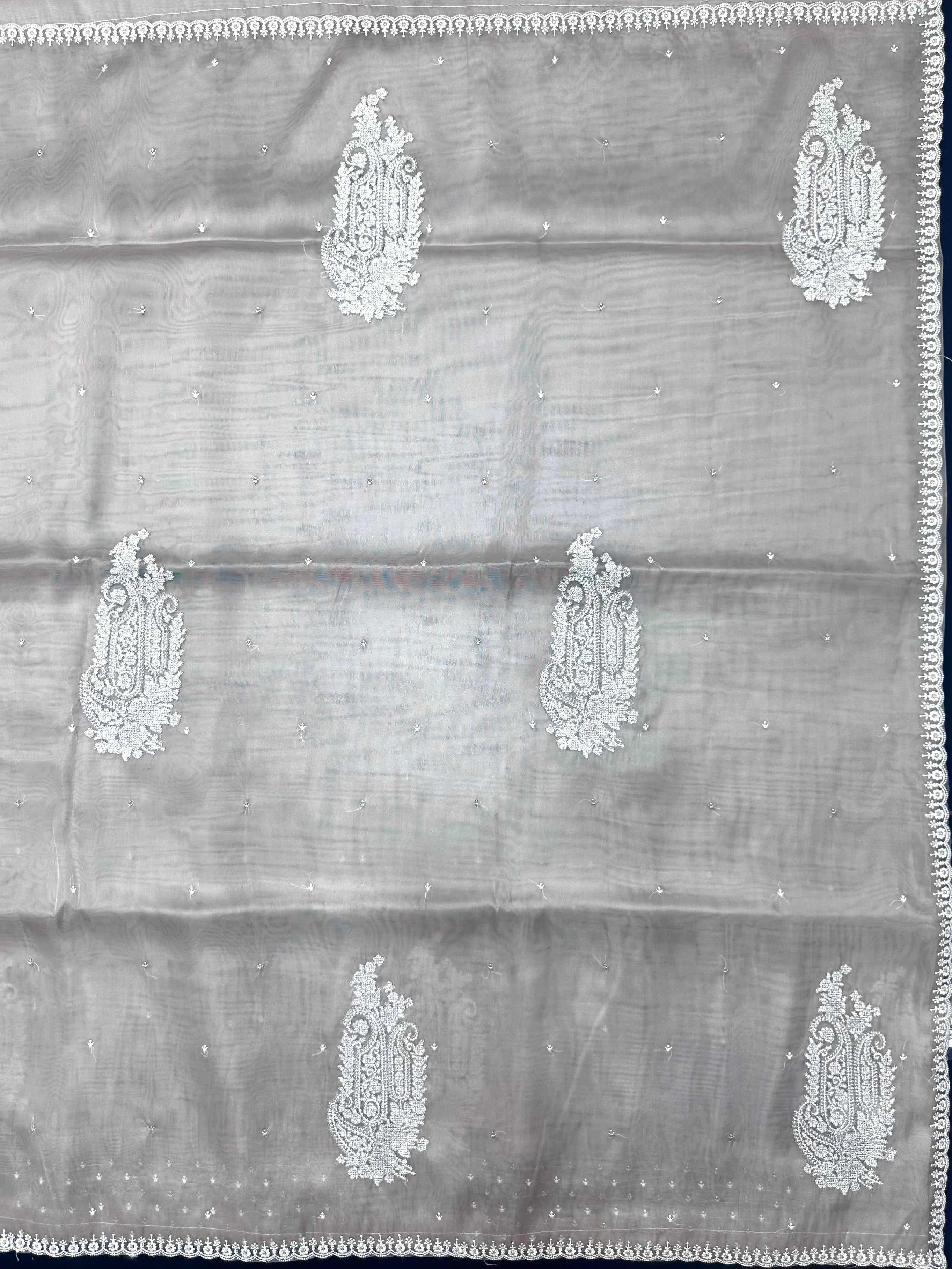 Soft Supernet Organza Saree With Embroidery Work 
