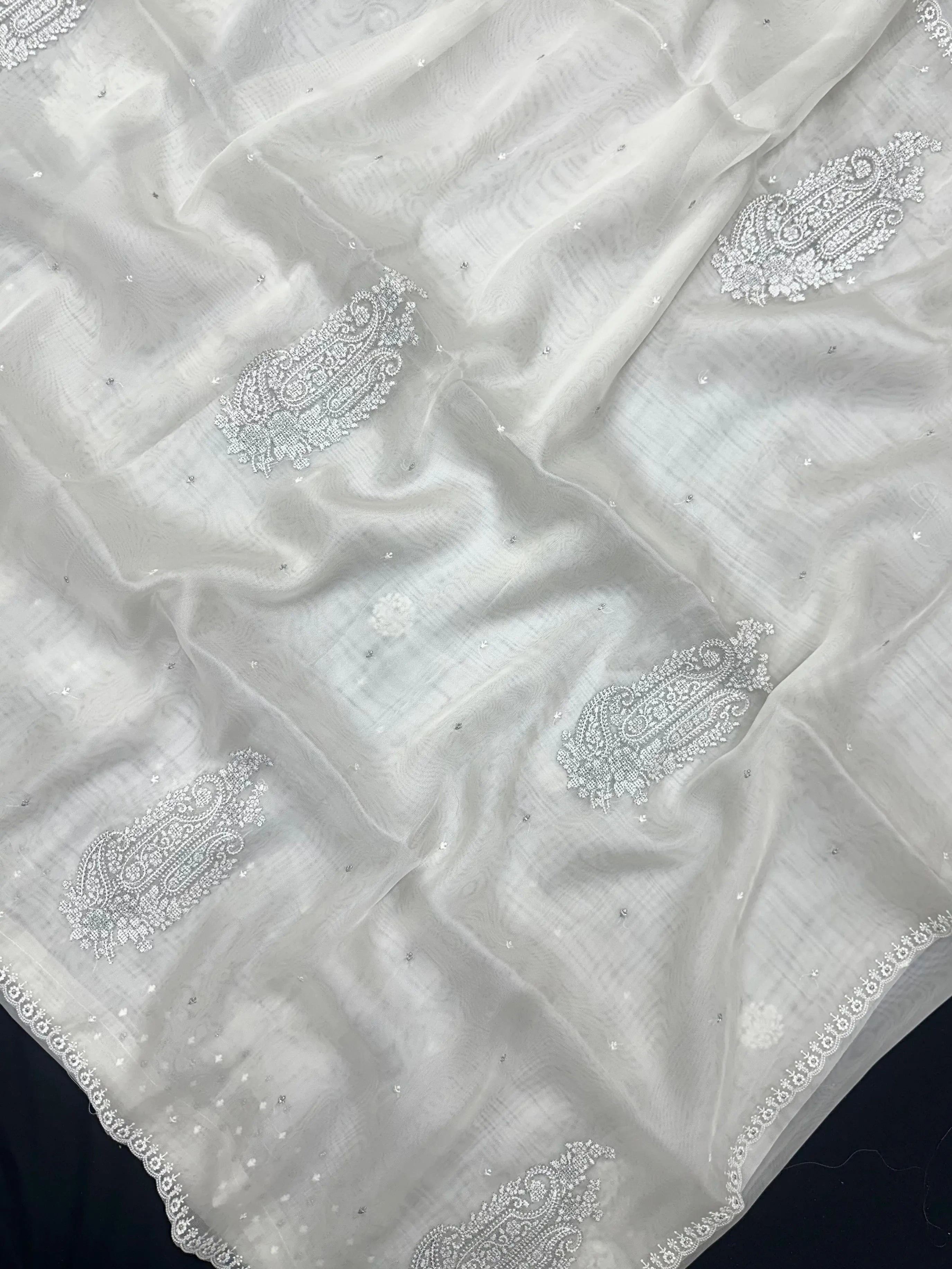 Soft Supernet Organza Saree With Embroidery Work 