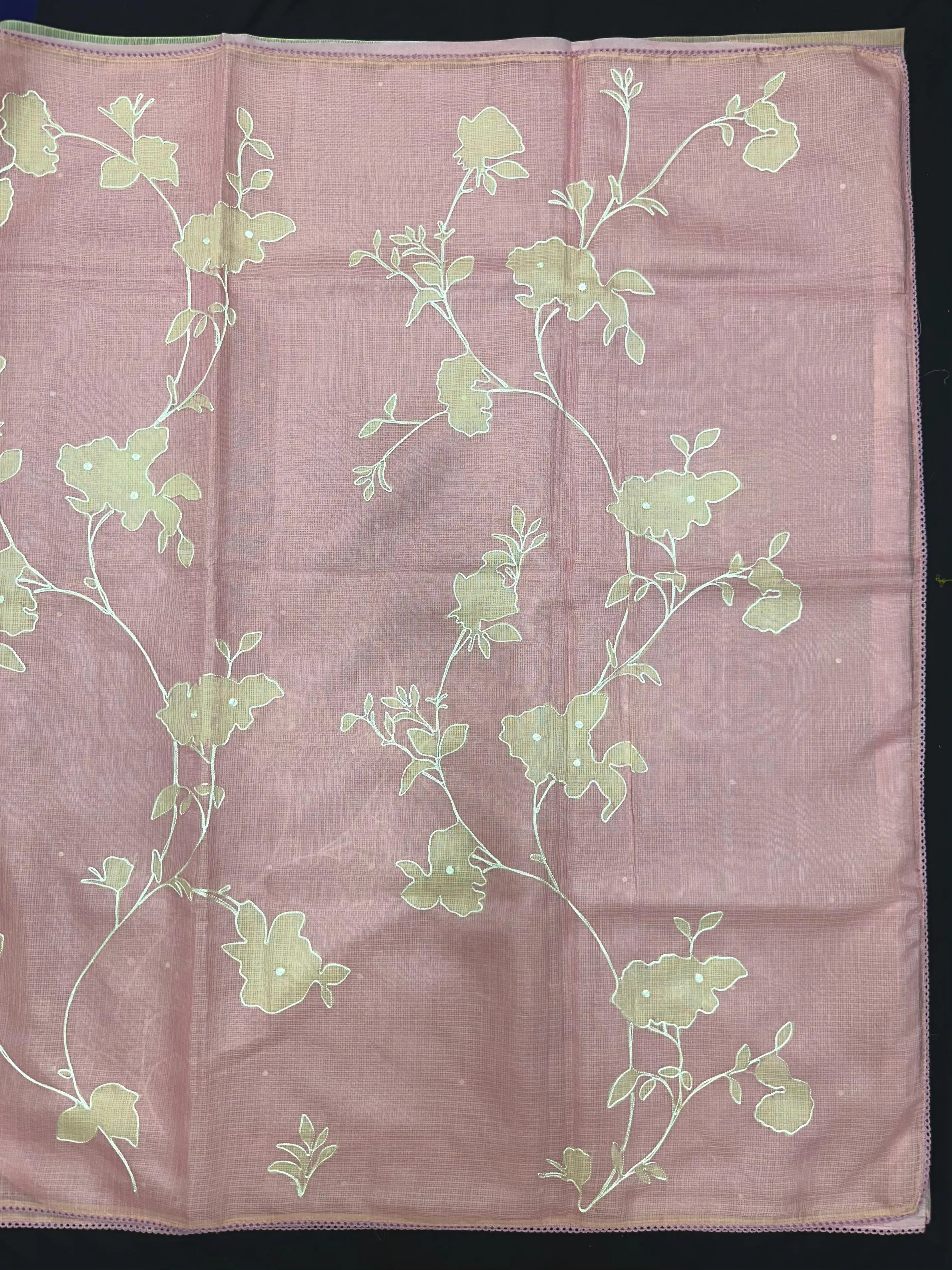 Lightweight Kota Saree with Classic Aari Work Detailing-Kota Aari Work