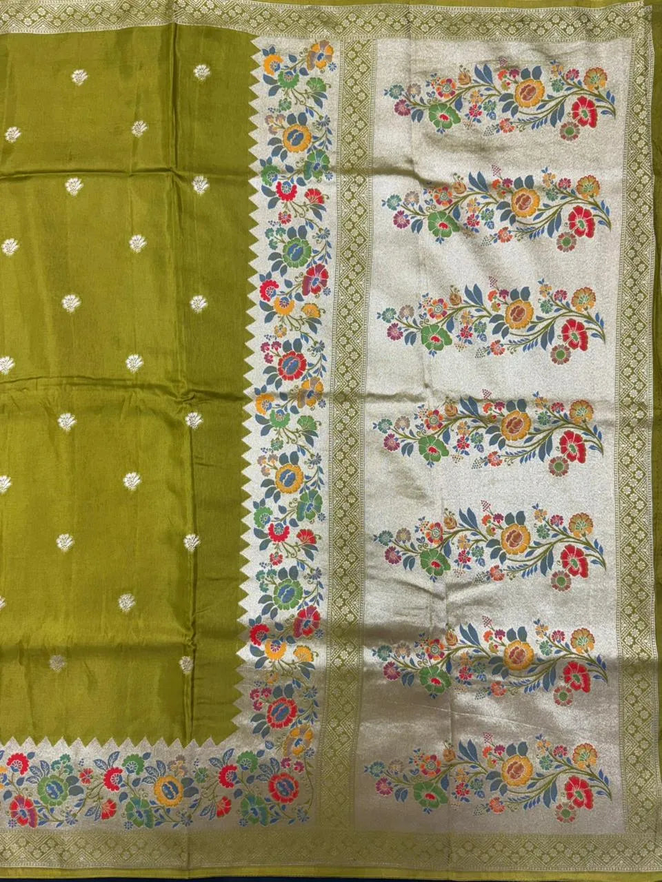 Designer Mango Silk Saree with Intricate Border Work-Sudarshan