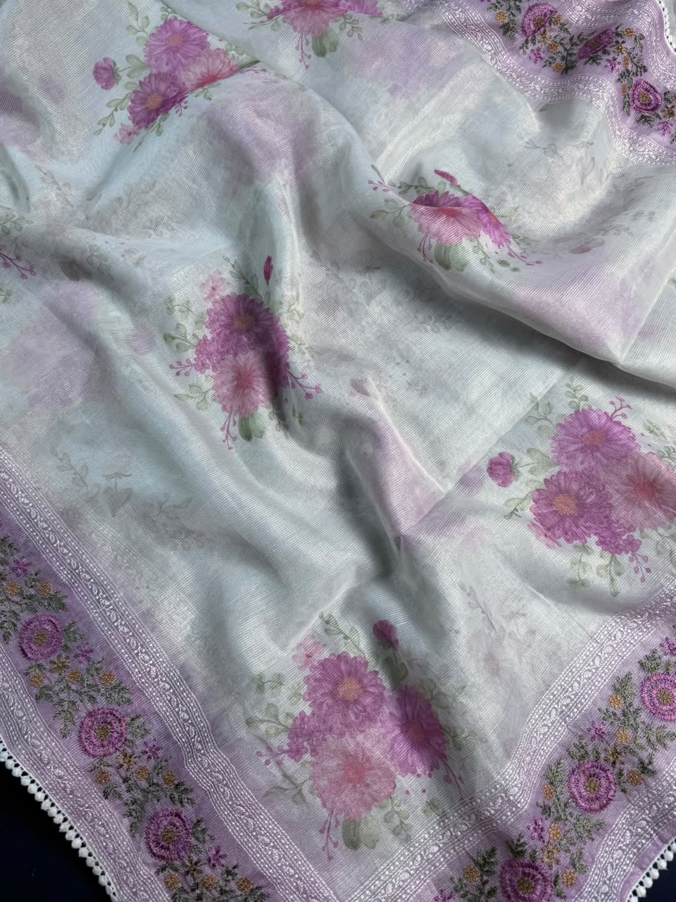 Tissue Lee Embroidery Saree