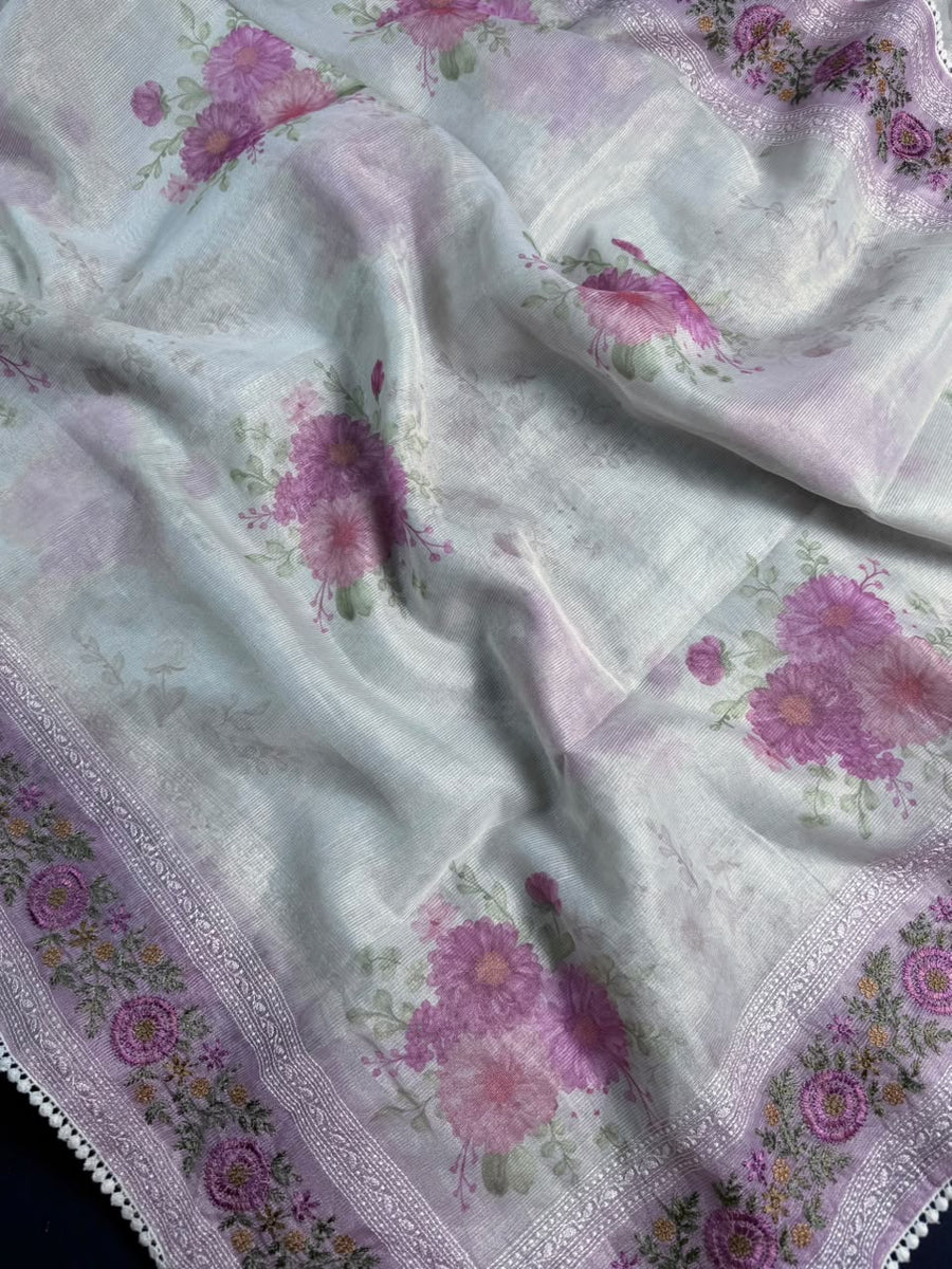 Tissue Lee Embroidery Saree