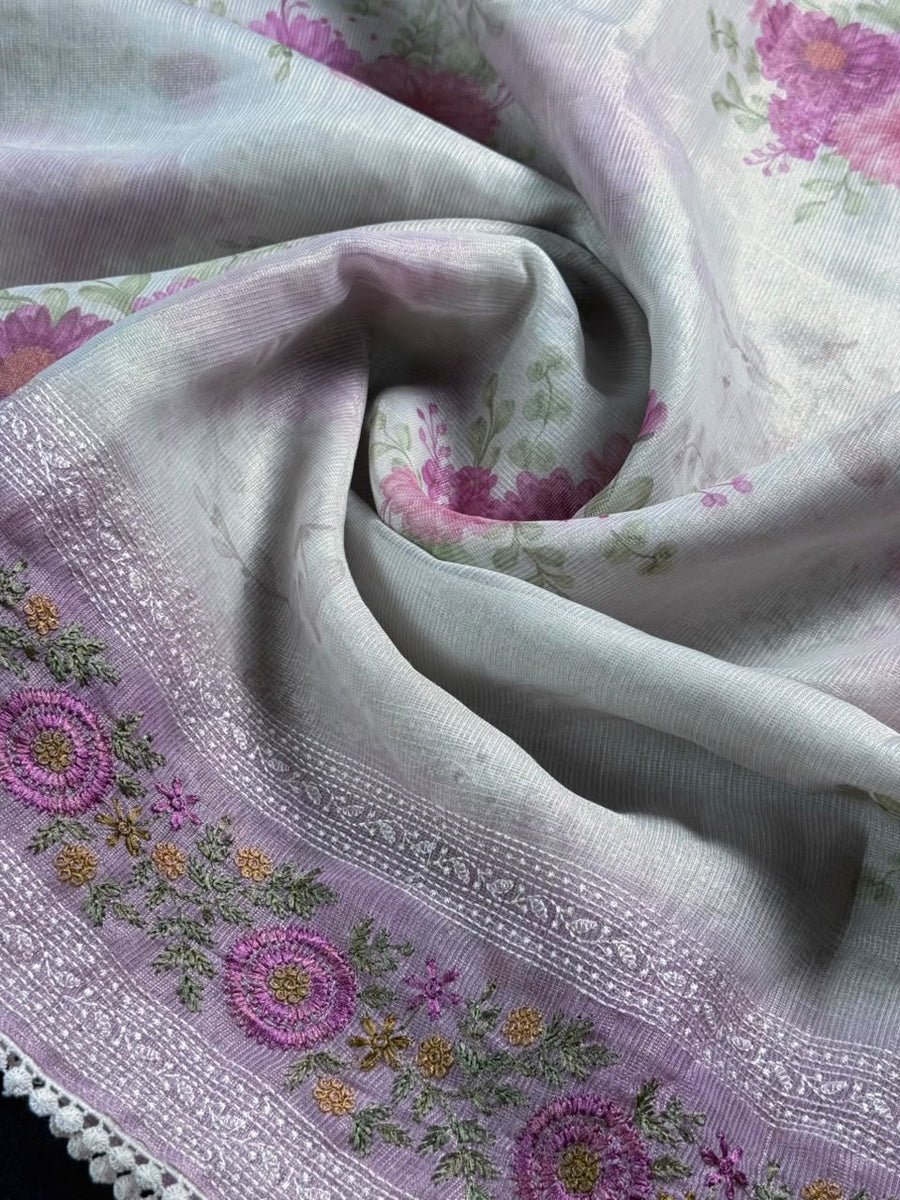 Tissue Lee Embroidery Saree
