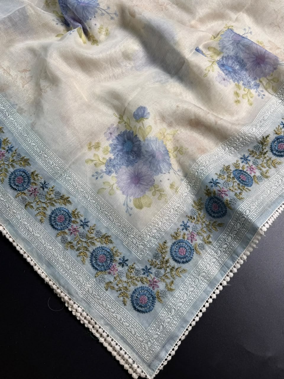 Tissue Lee Embroidery Saree