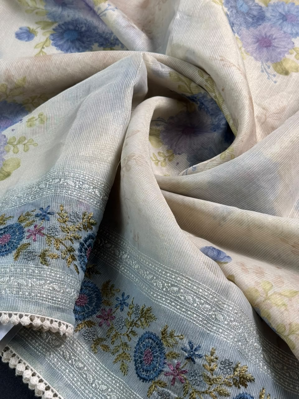 Tissue Lee Embroidery Saree
