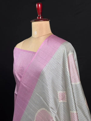 Chic Pastel Tussar Silk Saree for Timeless Elegance