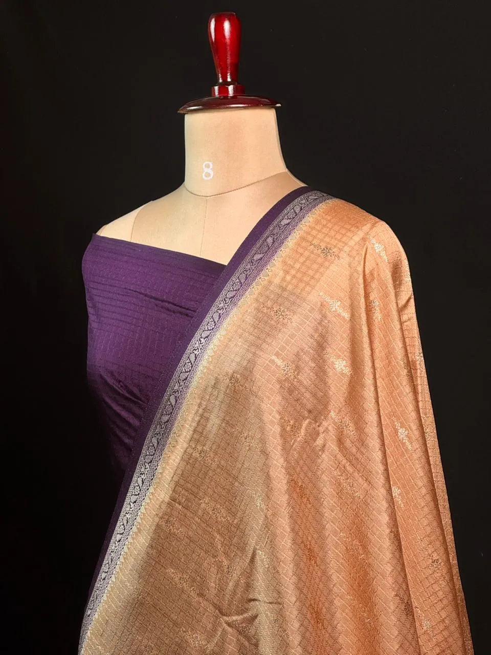 Premium Raw Kota Chex Silk Saree – Lightweight & Stylish