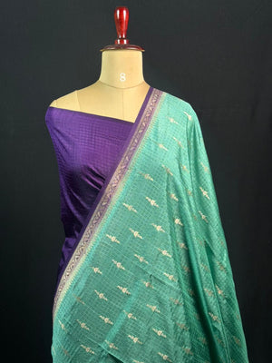 Premium Raw Kota Chex Silk Saree – Lightweight & Stylish