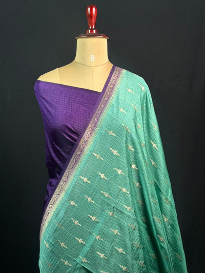 Premium Raw Kota Chex Silk Saree – Lightweight & Stylish