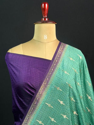 Premium Raw Kota Chex Silk Saree – Lightweight & Stylish