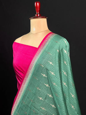 Premium Raw Kota Chex Silk Saree – Lightweight & Stylish