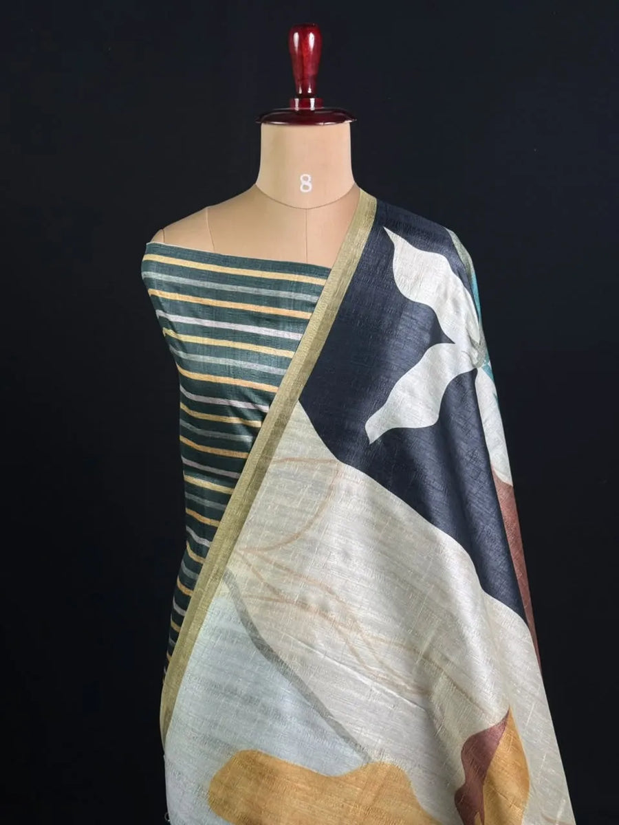 Tasar Silk – Abstract Wave Elegance