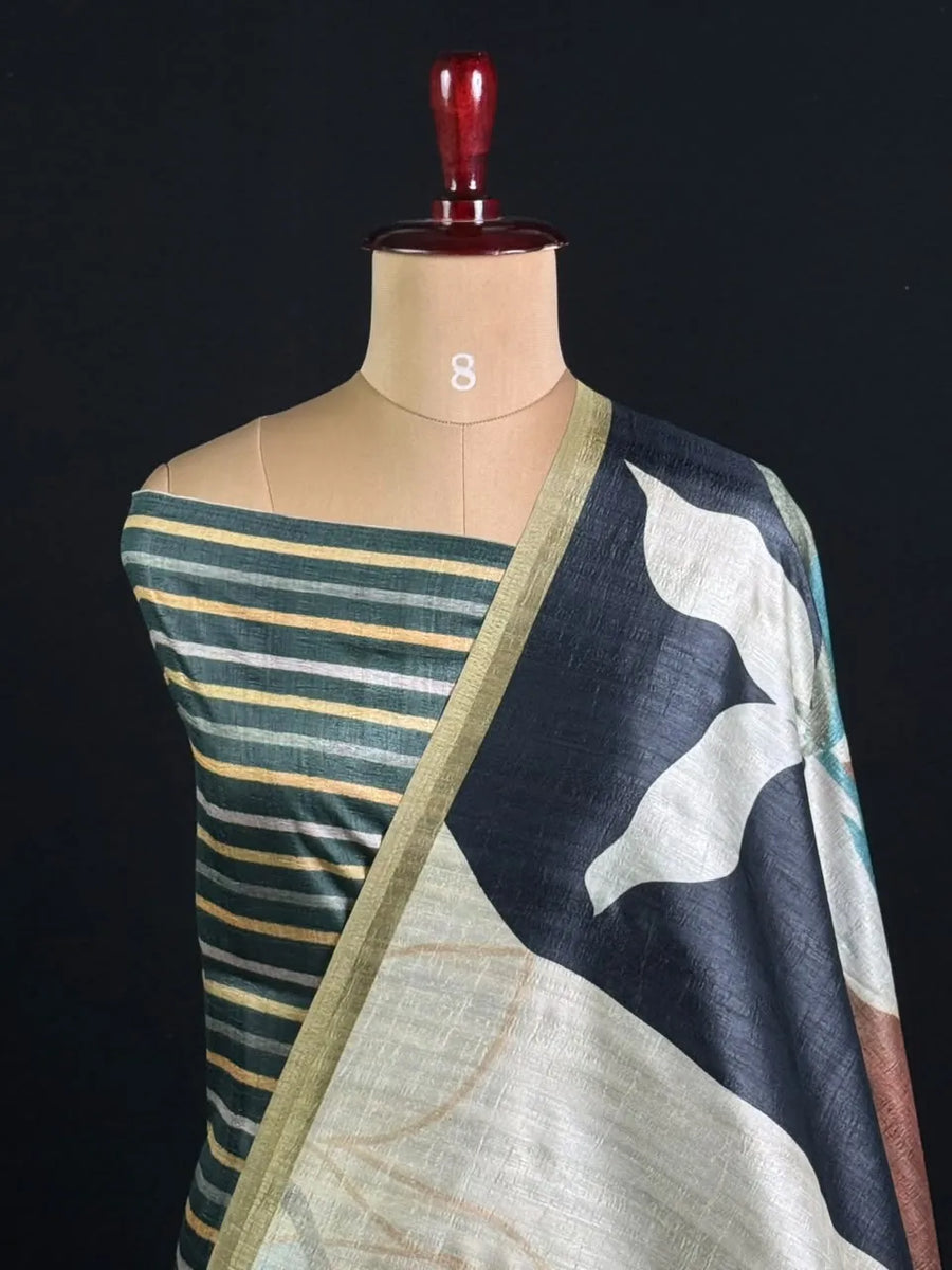 Tasar Silk – Abstract Wave Elegance