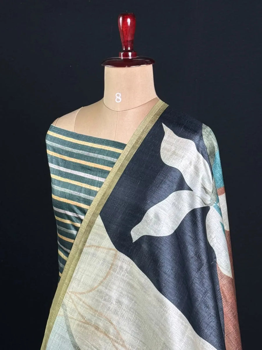 Tasar Silk – Abstract Wave Elegance