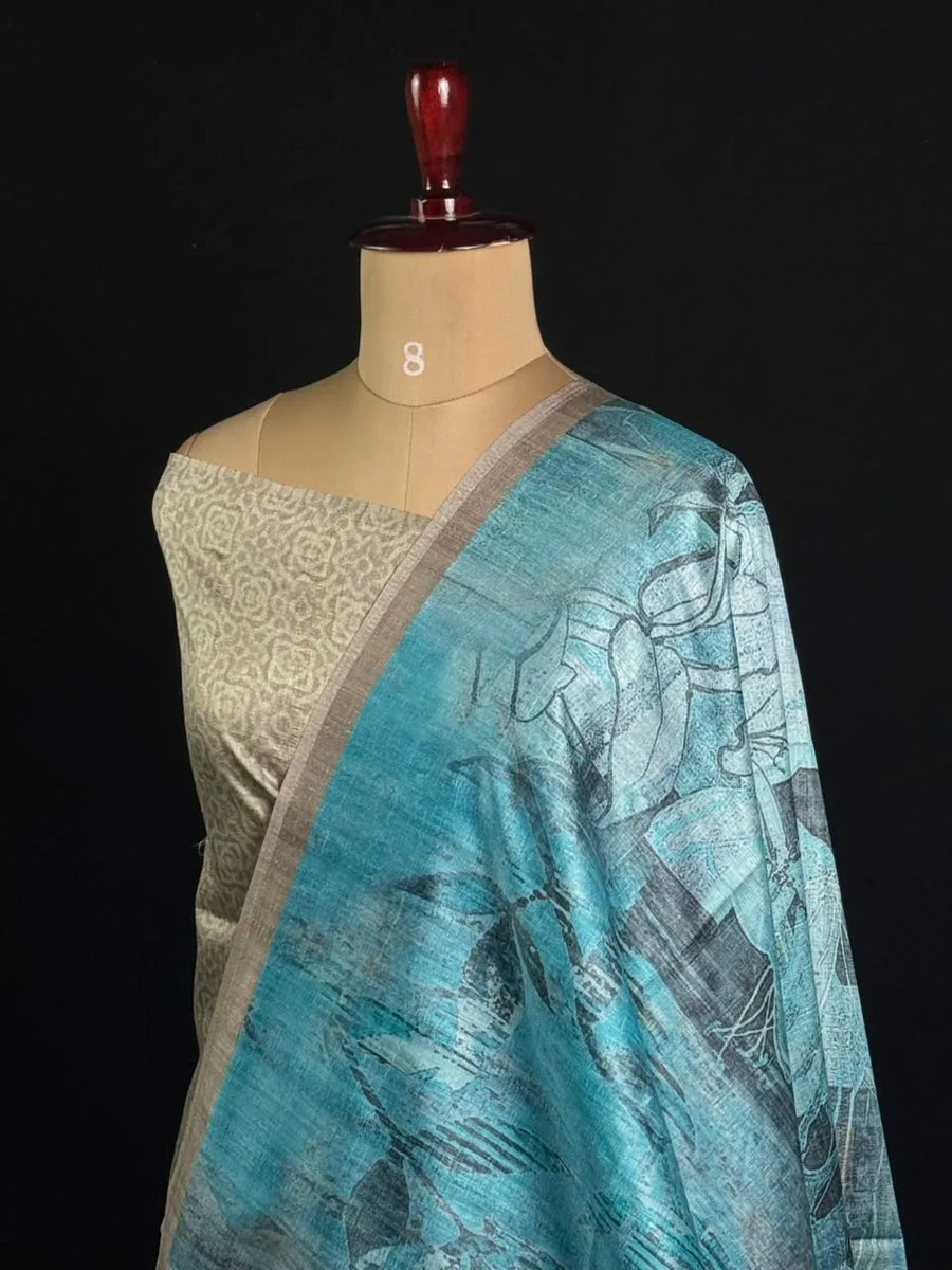 Tasar Silk Handcrafted Heritage Saree