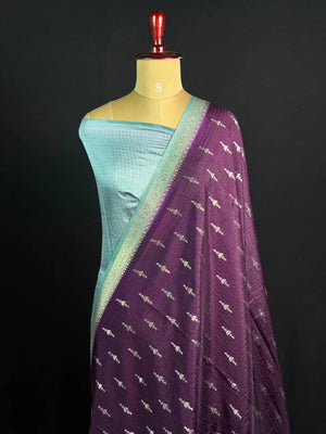 Premium Raw Kota Chex Silk Saree – Lightweight & Stylish