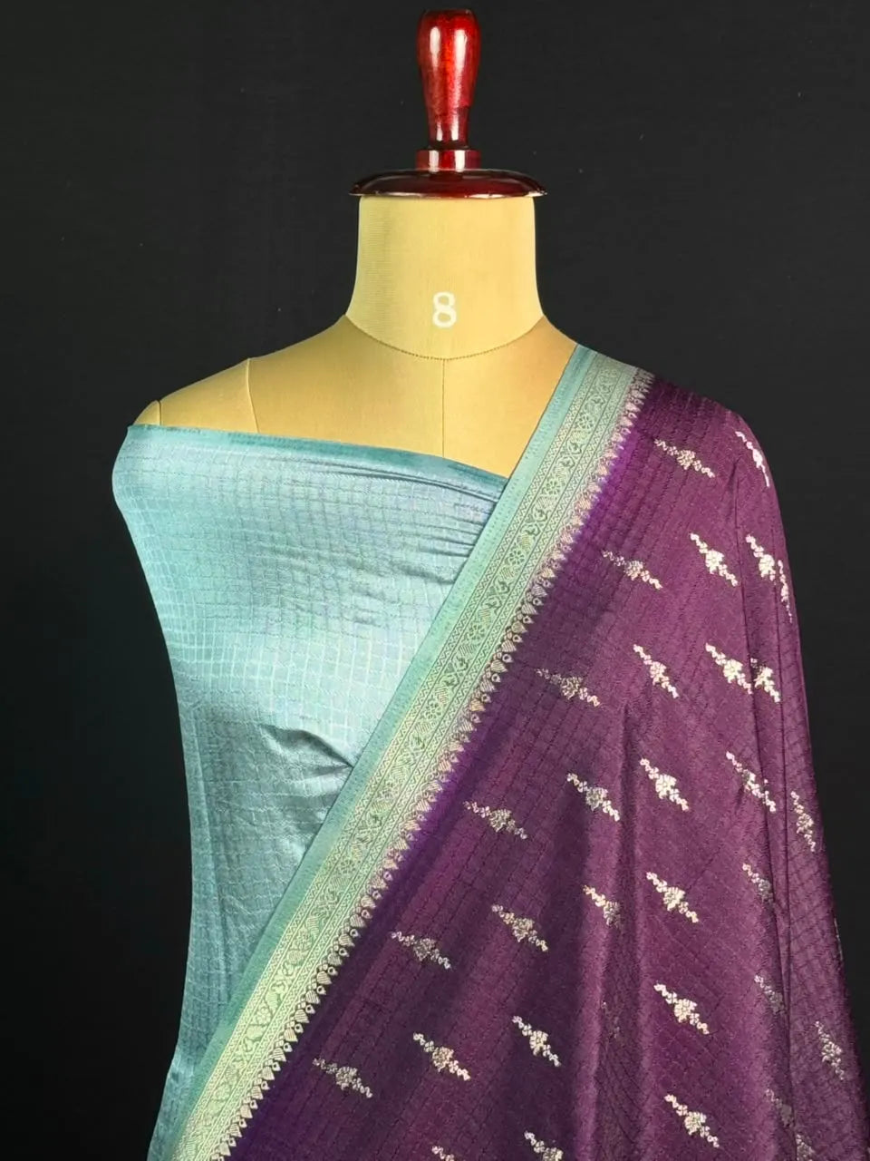 Premium Raw Kota Chex Silk Saree – Lightweight & Stylish