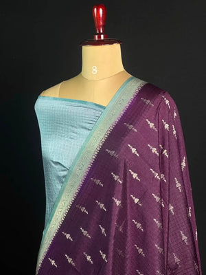 Premium Raw Kota Chex Silk Saree – Lightweight & Stylish