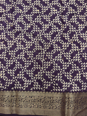 Elegant Malai Cotton Saree for Everyday Grace (Tasar Block Print)