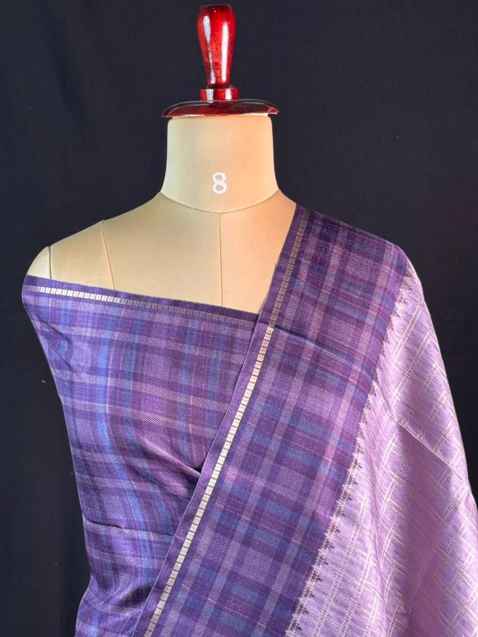 Tasar Silk Saree-(Tasar block print)