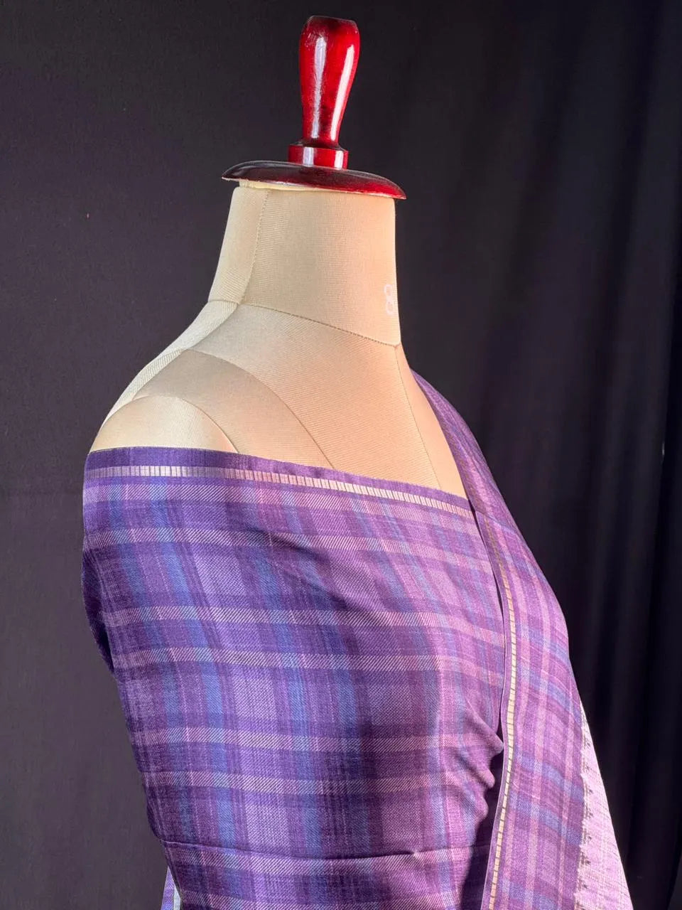 Tasar Silk Saree-(Tasar block print)