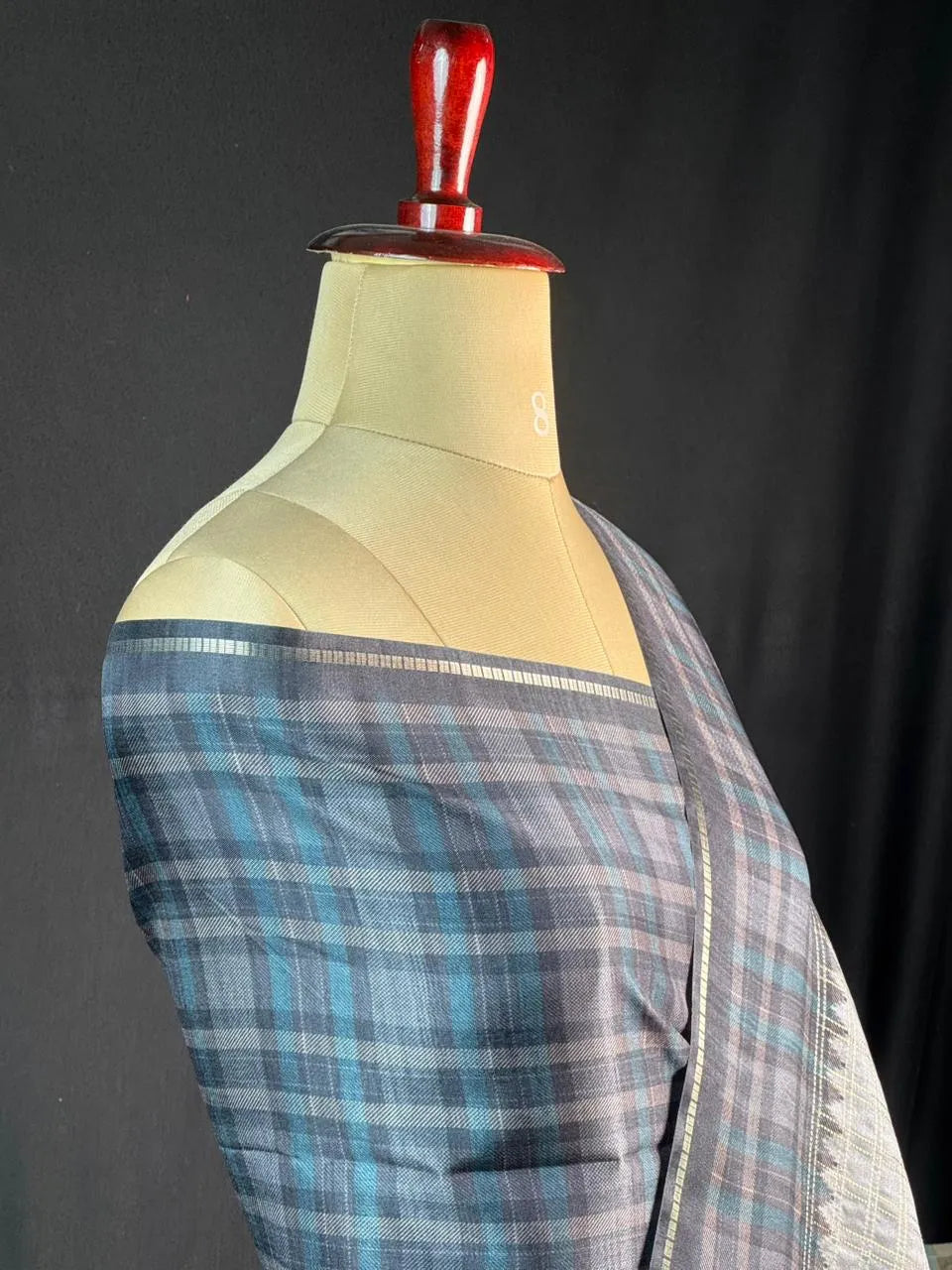 Tasar Silk Saree-(Tasar block print)