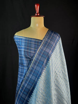 Tasar Silk Saree-(Tasar block print)
