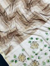 Tussar silk saree with handwoven texture and natural golden sheen – perfect for elegant festive wear


