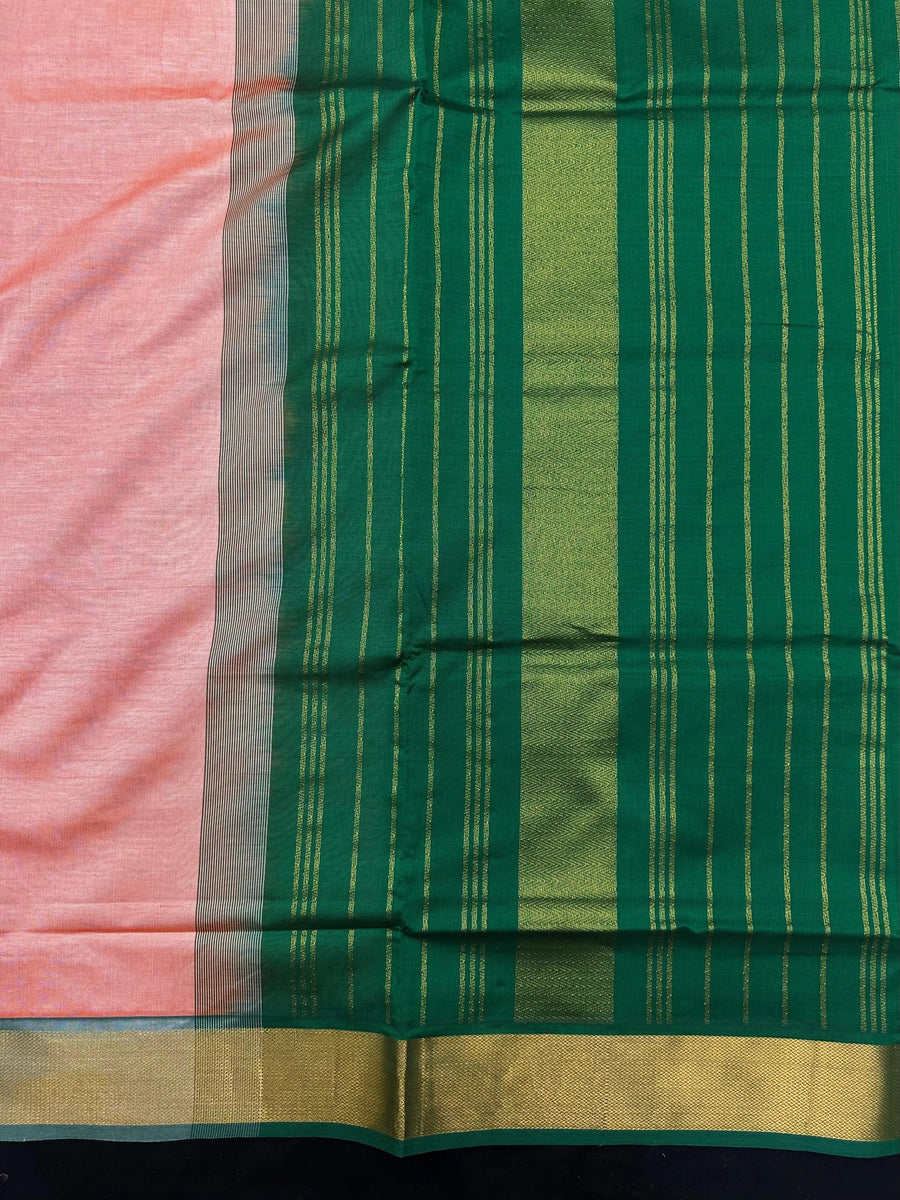 Woman wearing an Uppada Cotton Silk Saree with lightweight, breathable drape and subtle sheen, ideal for office and festive occasions.