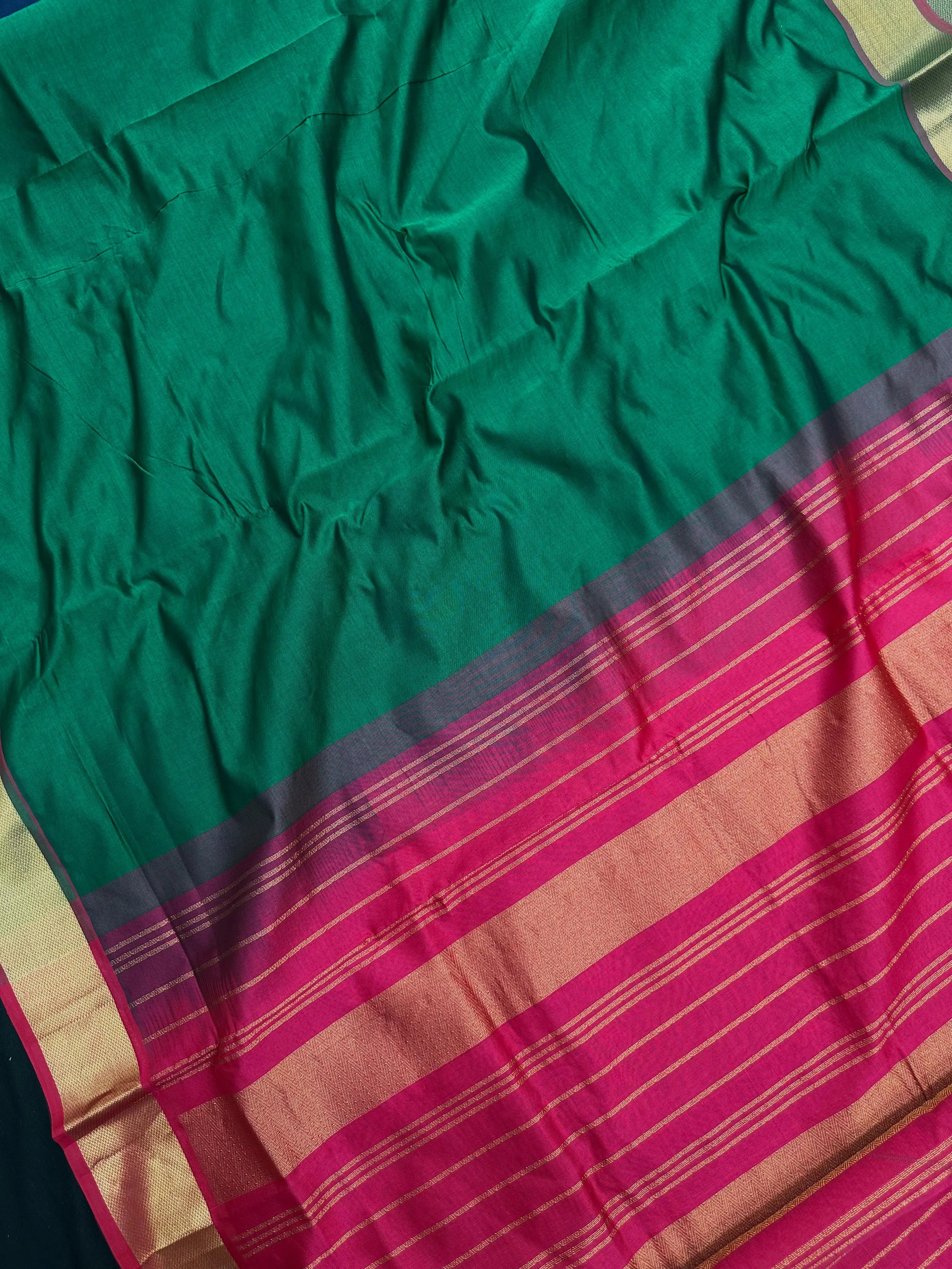 Woman wearing an Uppada Cotton Silk Saree with lightweight, breathable drape and subtle sheen, ideal for office and festive occasions.