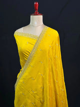 Designer Semi Banarasi Tussar Saree with Golden Zari Touch