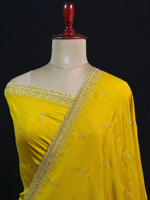Designer Semi Banarasi Tussar Saree with Golden Zari Touch