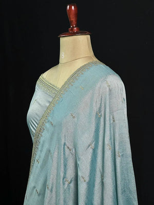 Designer Semi Banarasi Tussar Saree with Golden Zari Touch