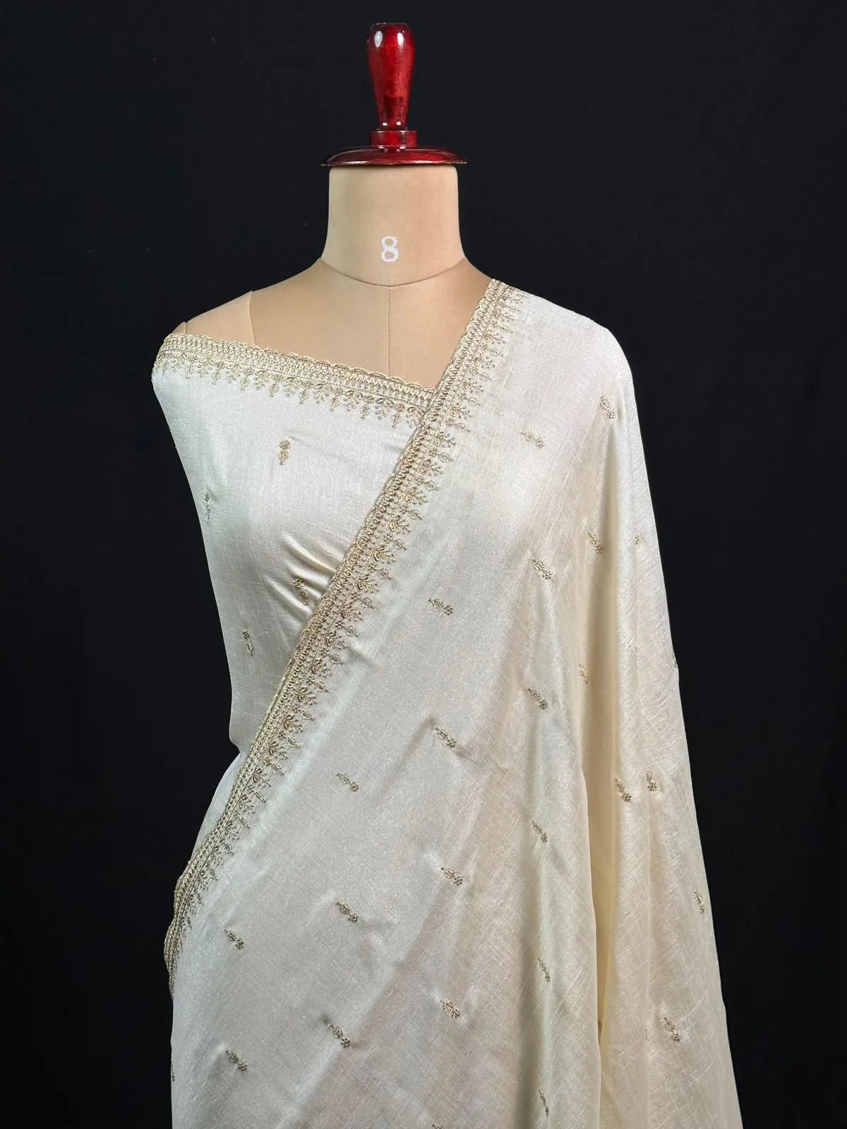 Designer Semi Banarasi Tussar Saree with Golden Zari Touch