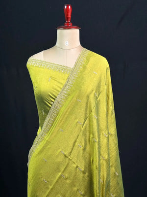 Designer Semi Banarasi Tussar Saree with Golden Zari Touch