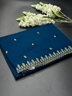 Designer Semi Banarasi Tussar Saree with Golden Zari Touch 